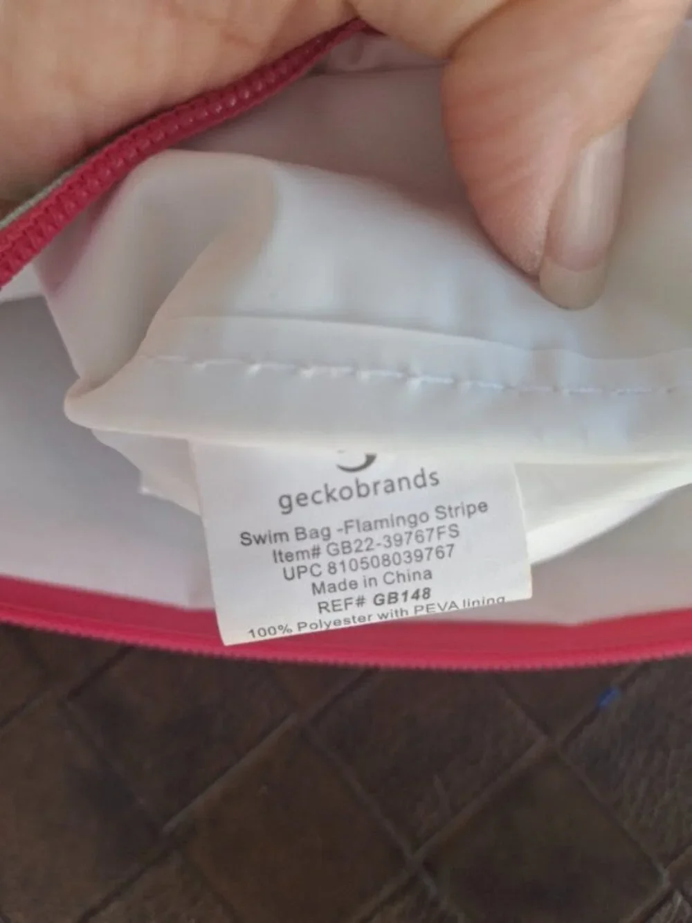 geckobrands Flamingo Stripe Swim Bag Waterproof Wet Dry Wristlet Coastal Preppy